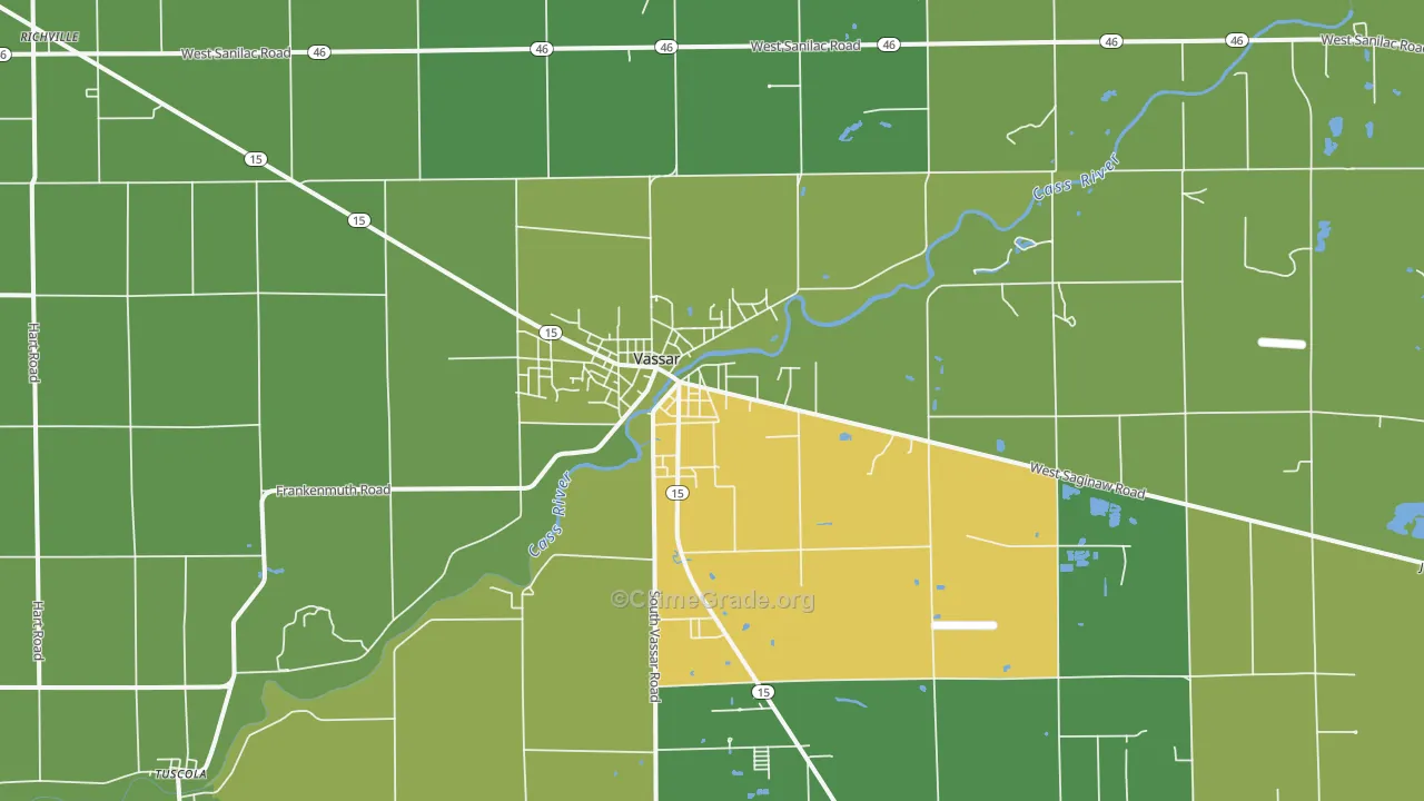 Vassar, MI Map of Drug-Related Crime Rates