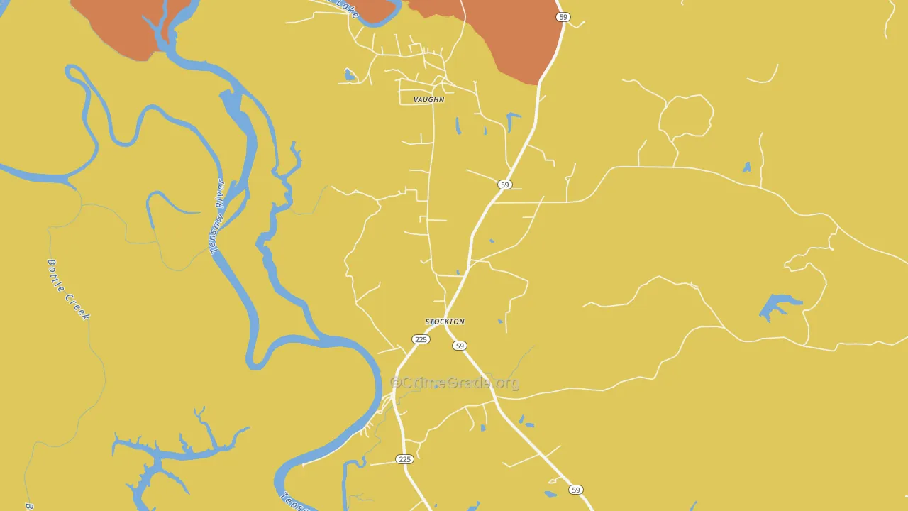 Vaughn, AL Map of Drug-Related Crime Rates