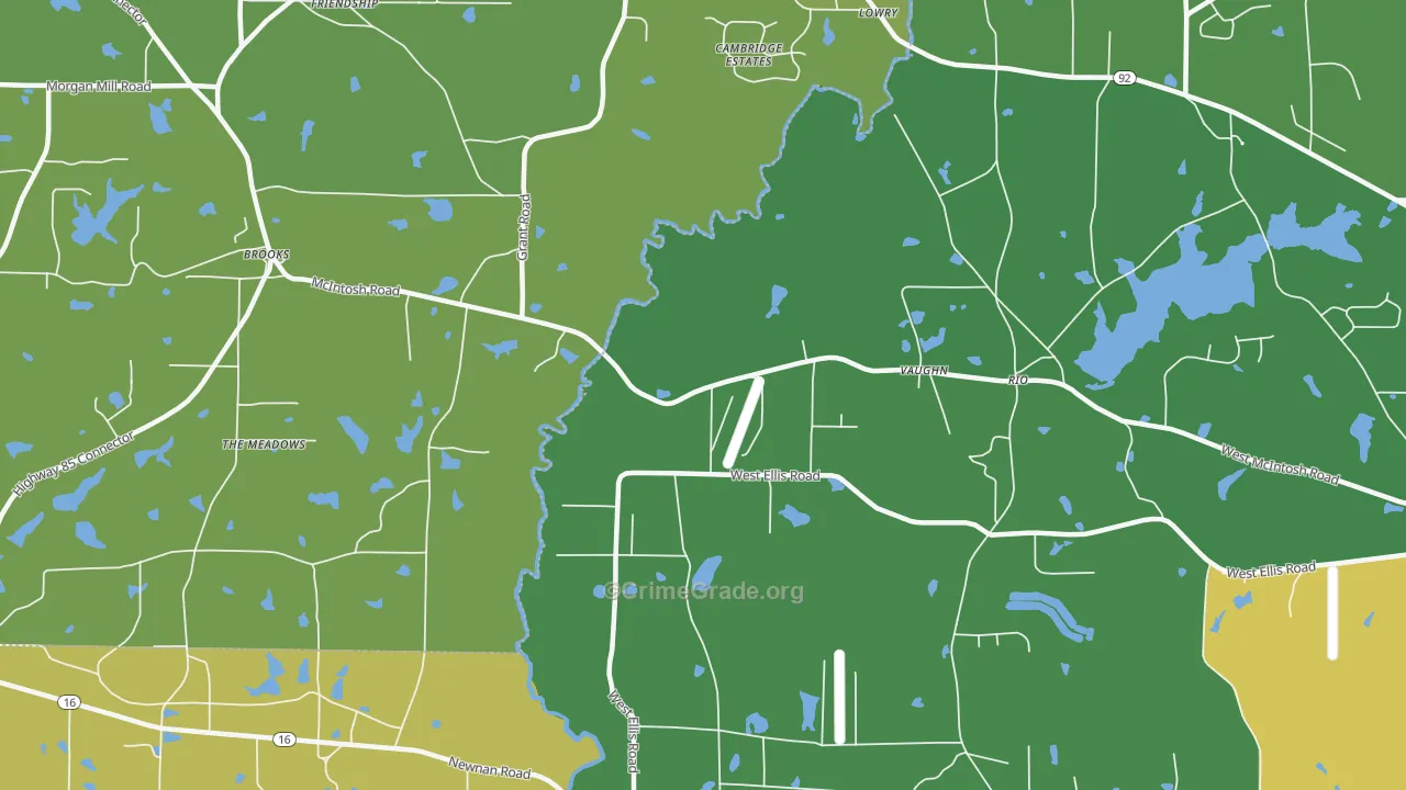 Vaughn, GA Map of Drug-Related Crime Rates