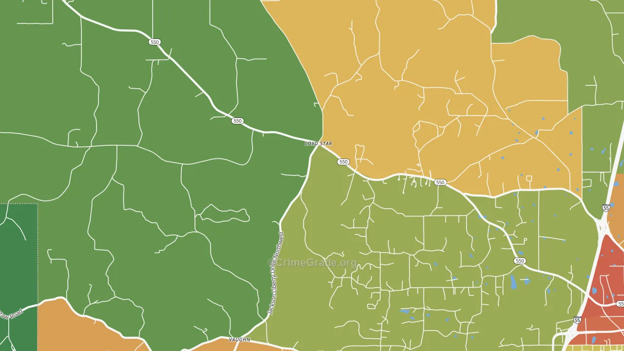 Vaughn, MS Map of Drug-Related Crime Rates