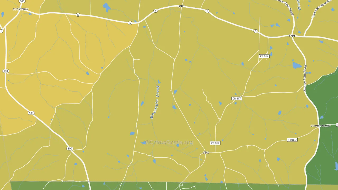 Veal, GA Map of Drug-Related Crime Rates