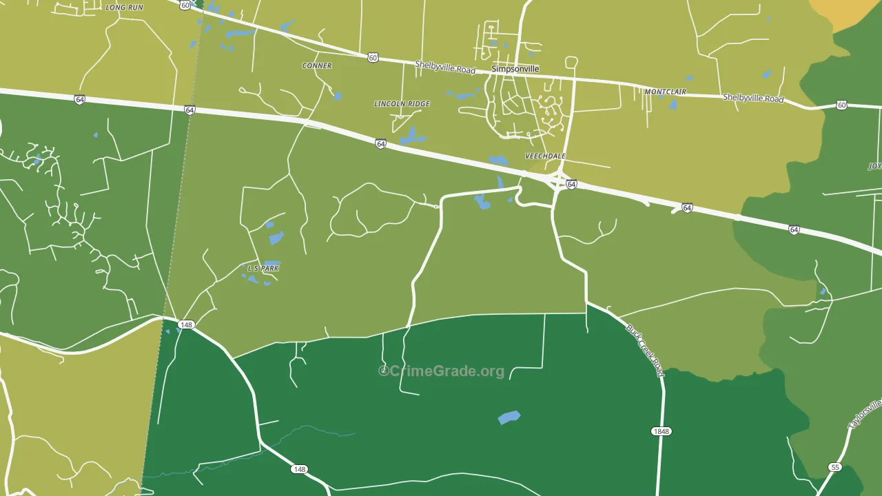 Veechdale, KY Map of Drug-Related Crime Rates