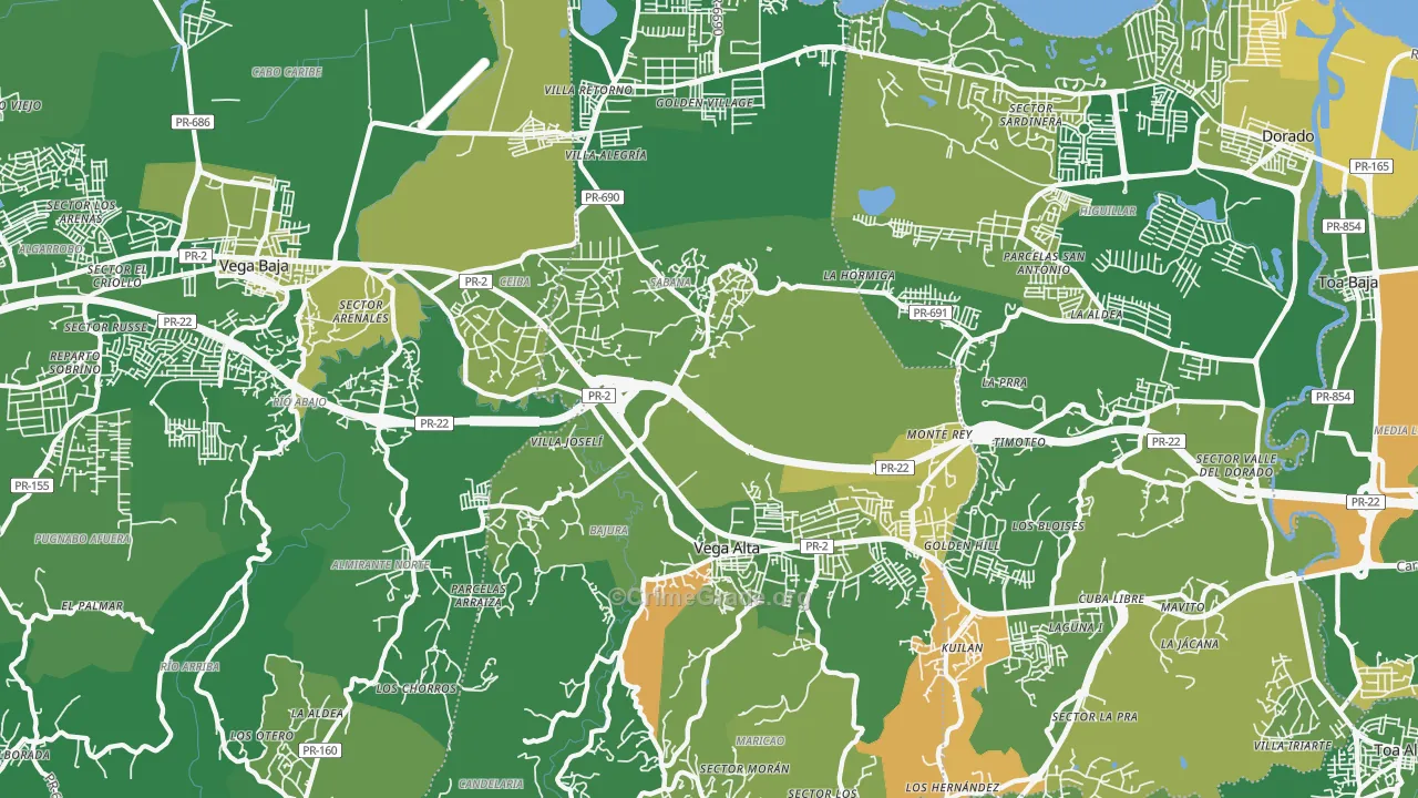 Vega Alta, PR Map of Drug-Related Crime Rates