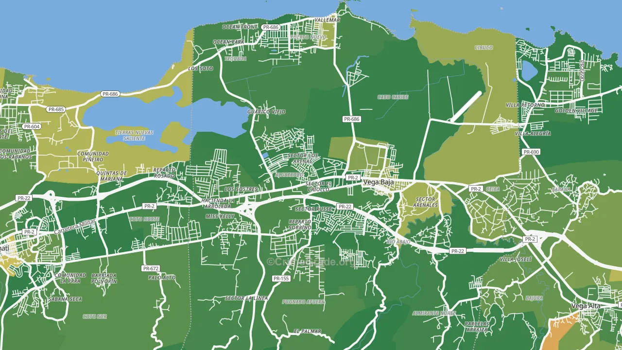 Vega Baja, PR Map of Drug-Related Crime Rates