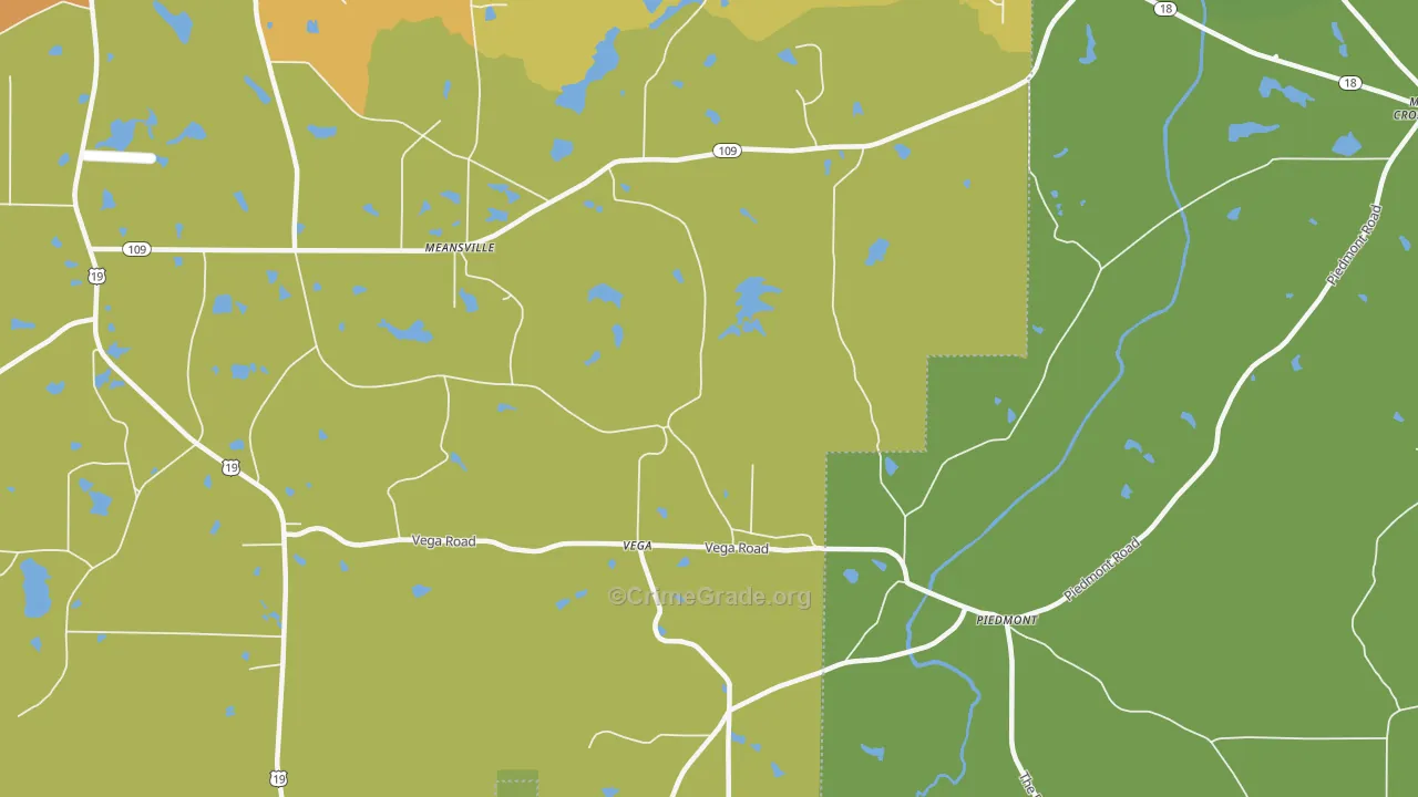Vega, GA Map of Drug-Related Crime Rates