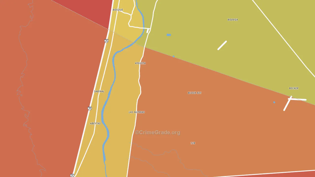 Veguita, NM Map of Drug-Related Crime Rates