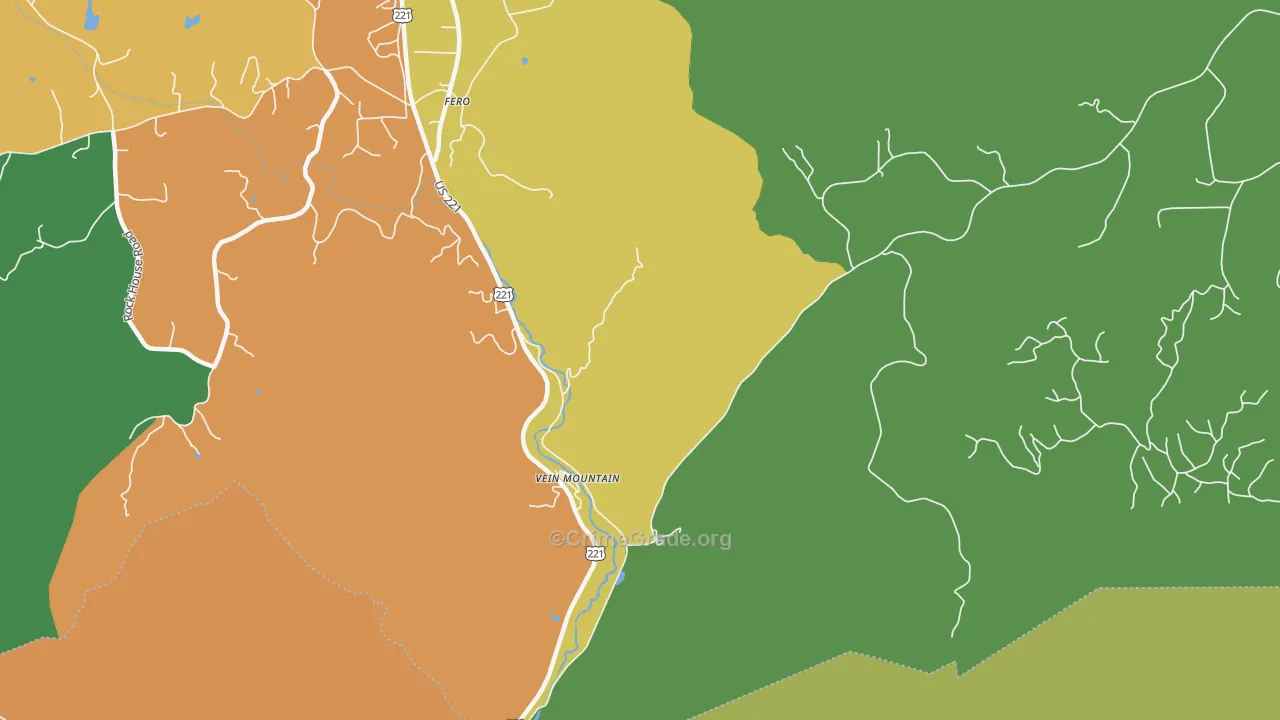 Vein Mountain, NC Map of Drug-Related Crime Rates