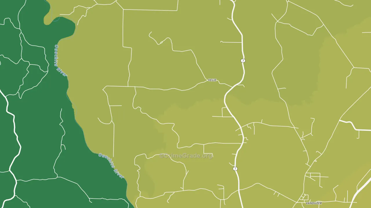 Velie, AR Map of Drug-Related Crime Rates