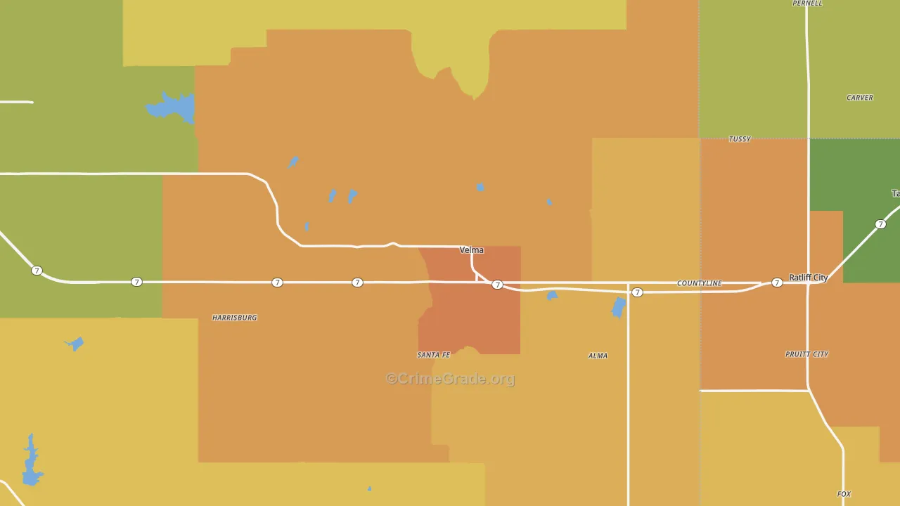 Velma, OK Map of Drug-Related Crime Rates