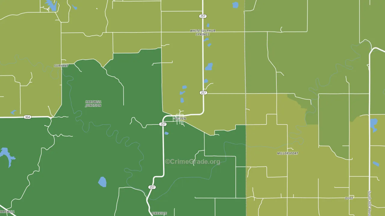 Velpen, IN Map of Drug-Related Crime Rates