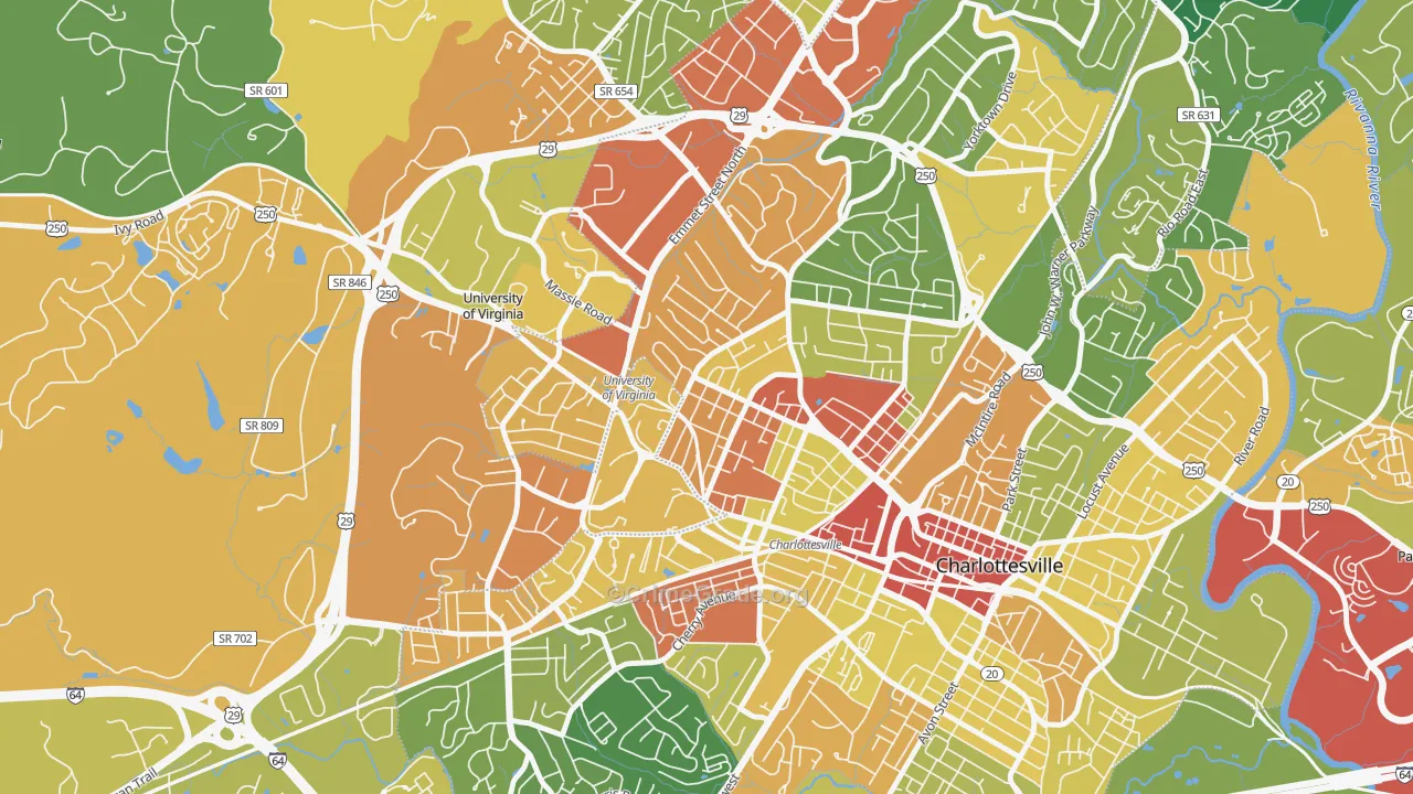 Venable, Charlottesville, VA Map of Drug-Related Crime Rates