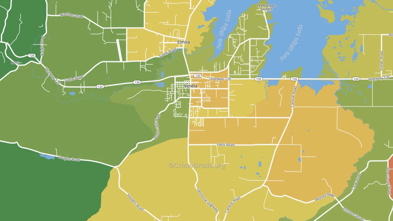 Veneta, OR Map of Drug-Related Crime Rates