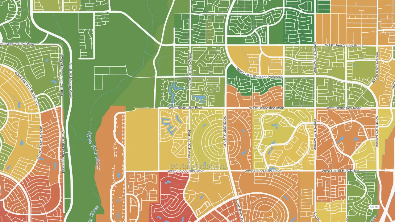 Ventana Lakes, Peoria, AZ Map of Drug-Related Crime Rates