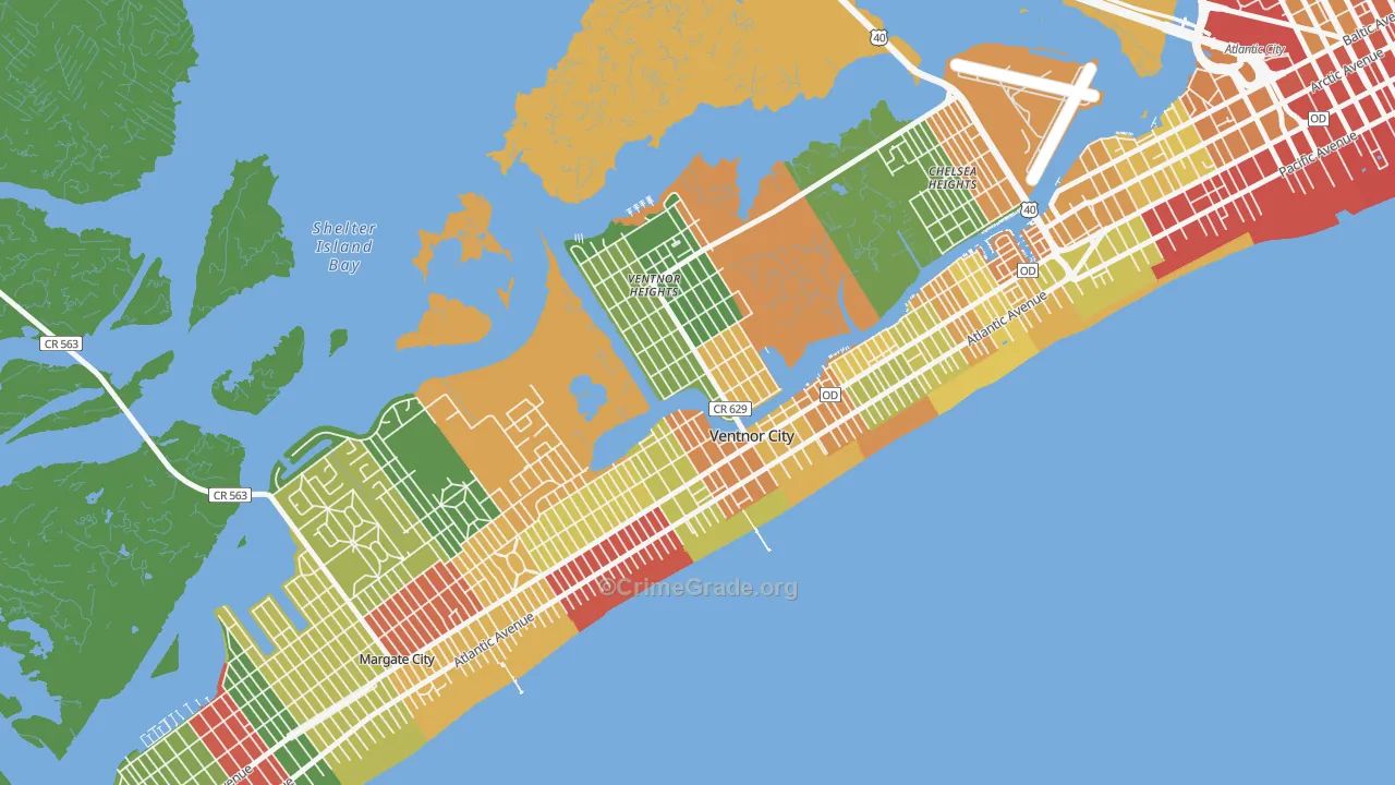 Ventnor City, NJ Map of Drug-Related Crime Rates
