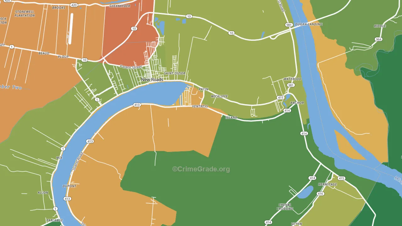 Ventress, LA Map of Drug-Related Crime Rates