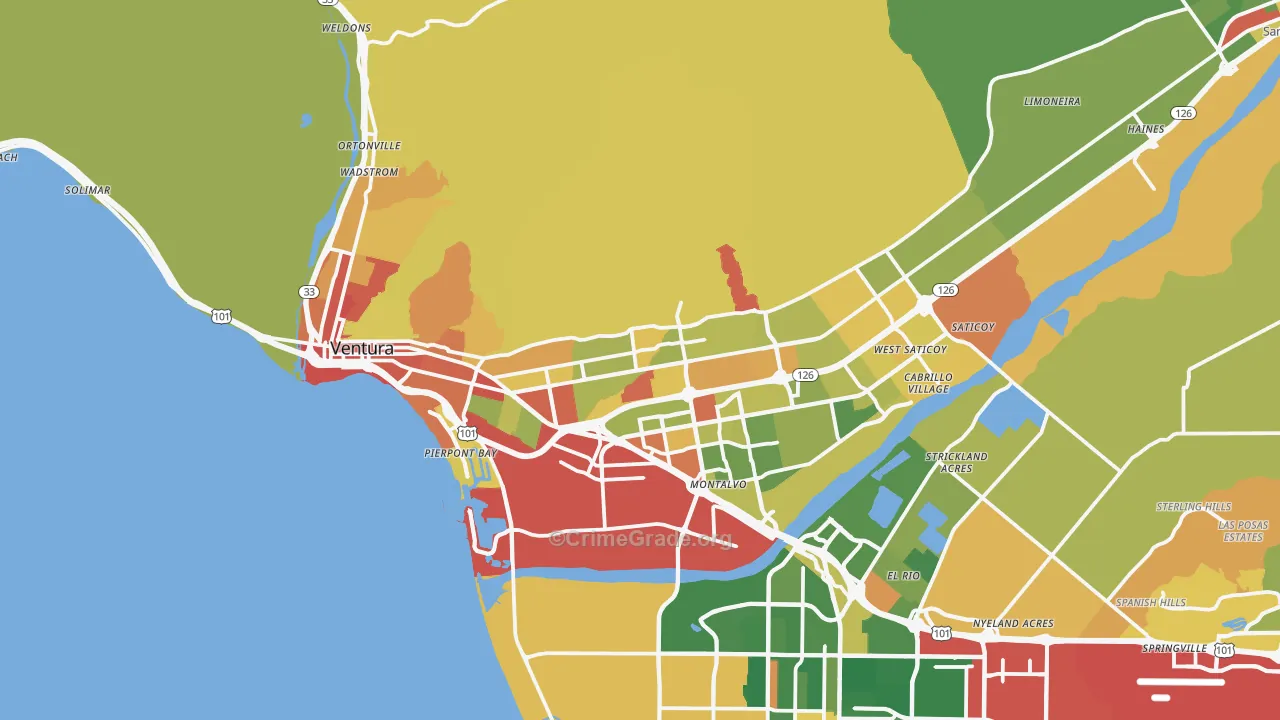Ventura, CA Map of Drug-Related Crime Rates