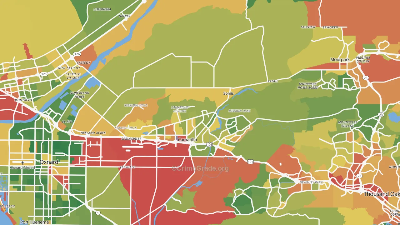 Ventura County, CA Map of Drug-Related Crime Rates