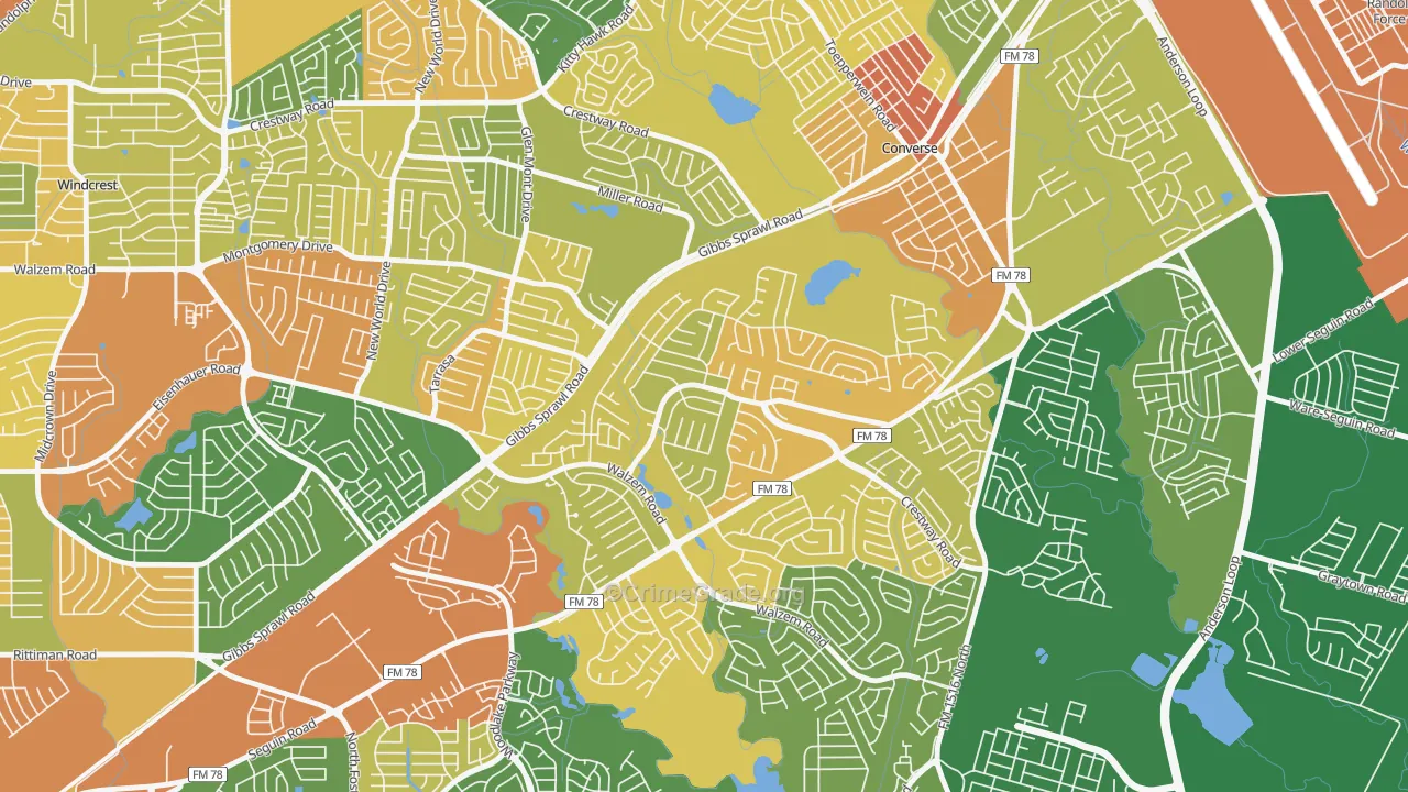 Ventura, San Antonio, TX Map of Drug-Related Crime Rates