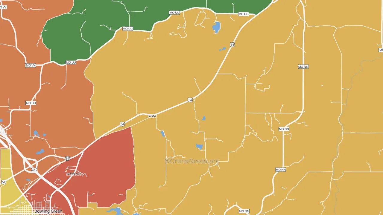 Vera, MO Map of Drug-Related Crime Rates