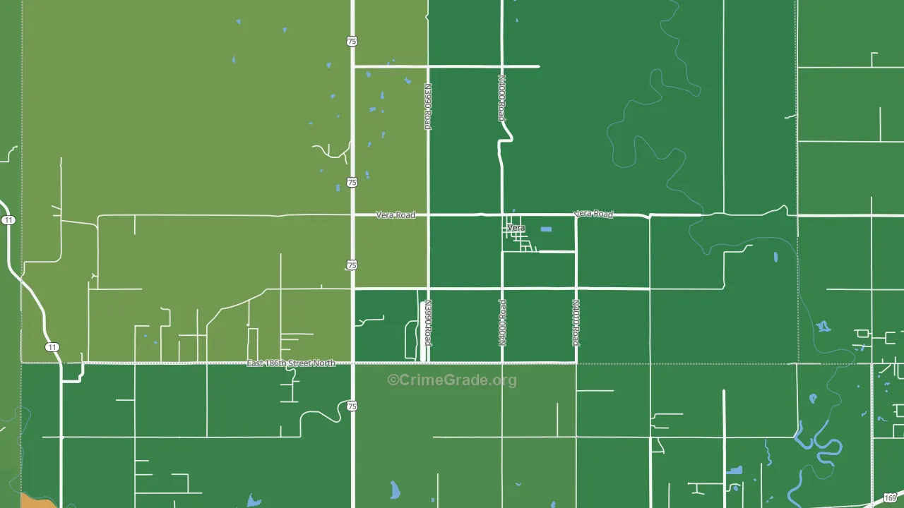 Vera, OK Map of Drug-Related Crime Rates