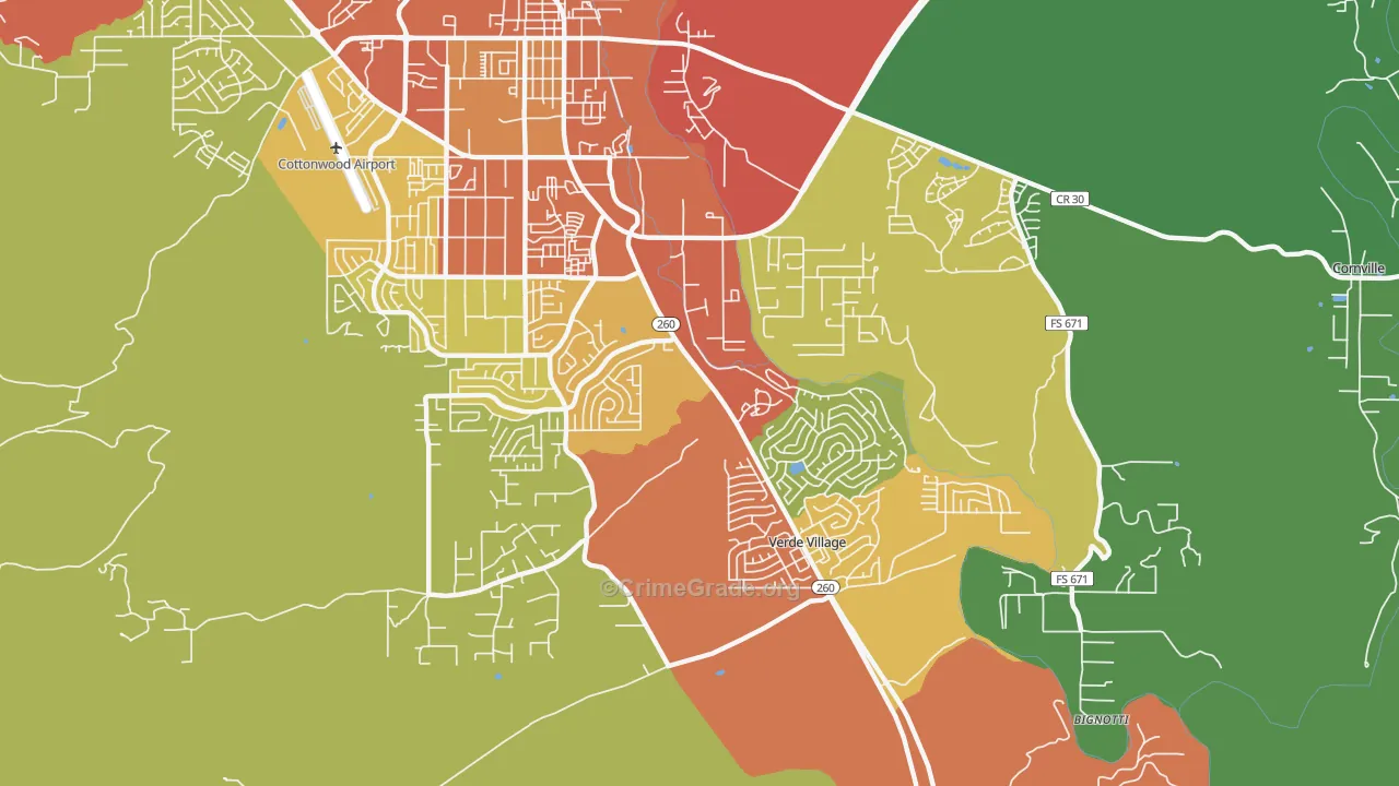 Verde Village, AZ Map of Drug-Related Crime Rates