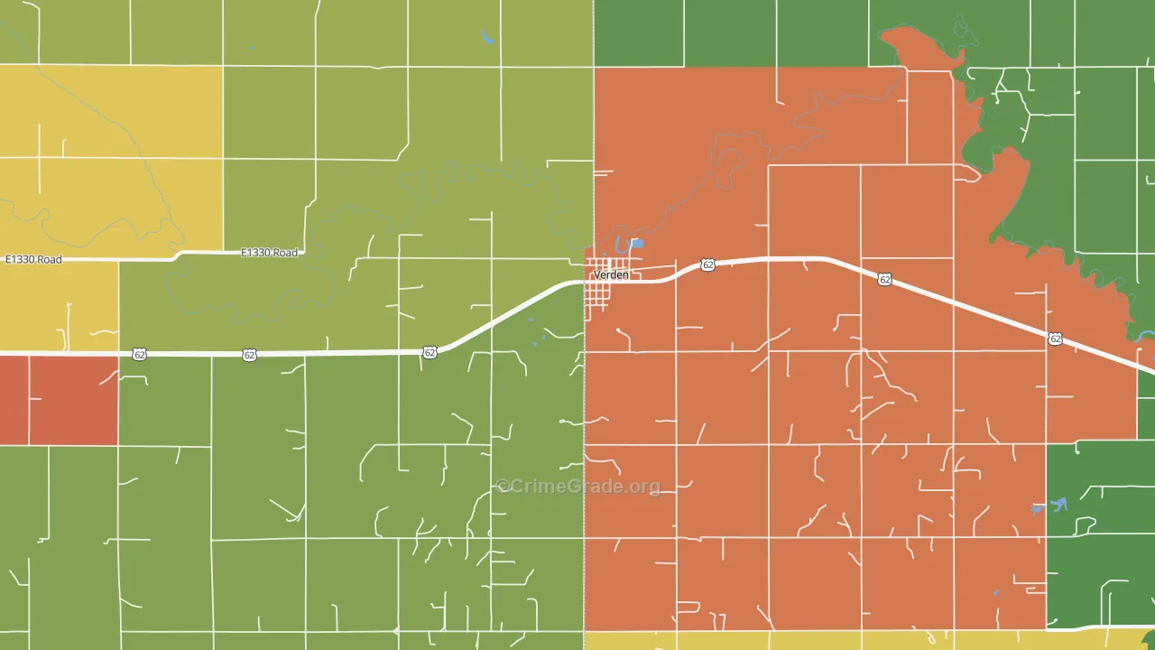 Verden, OK Map of Drug-Related Crime Rates