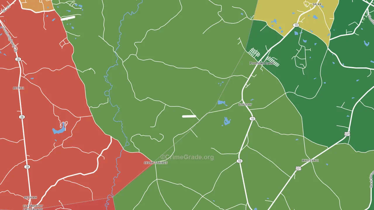 Verdery, SC Map of Drug-Related Crime Rates