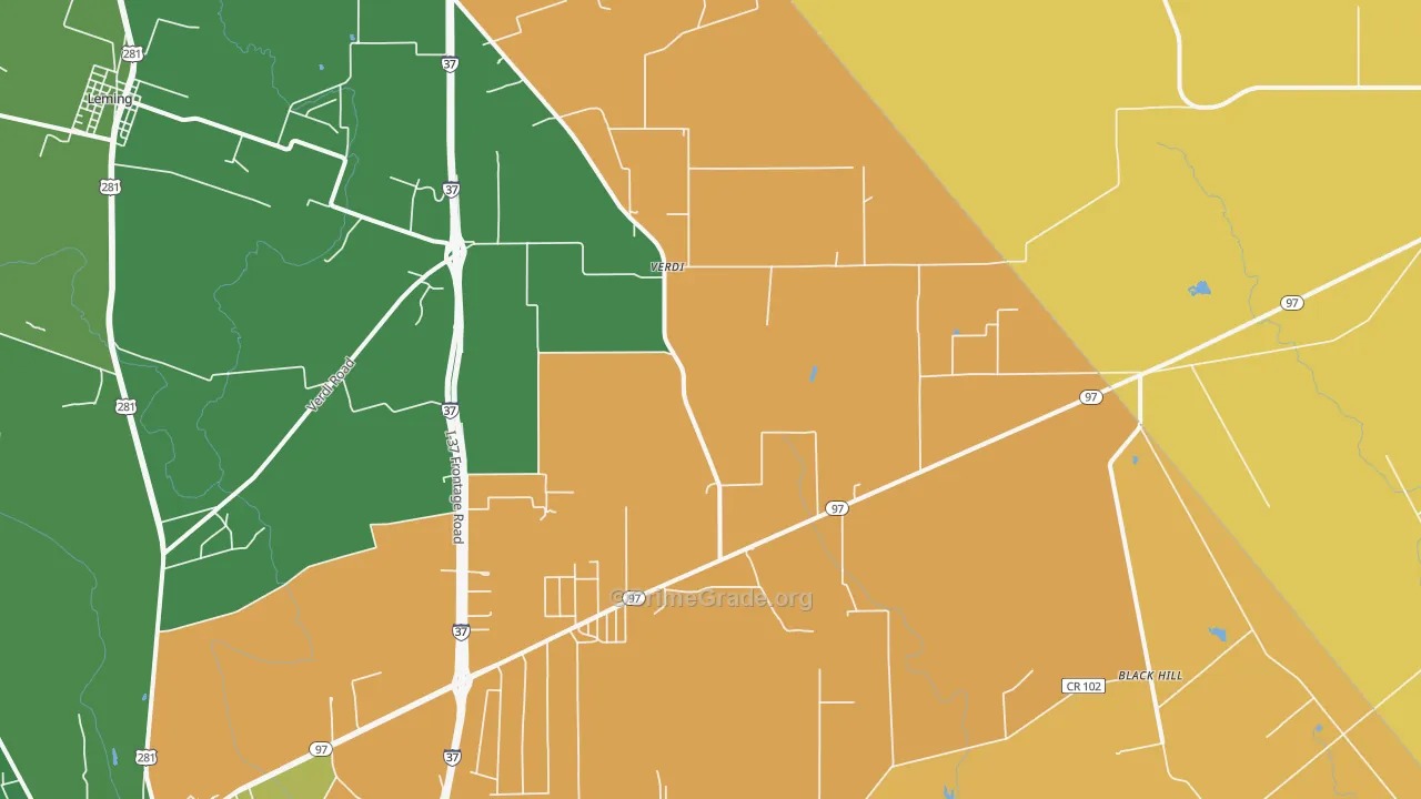 Verdi, TX Map of Drug-Related Crime Rates