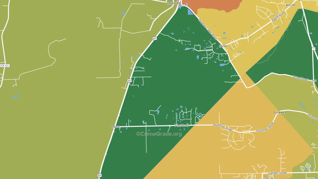Verdie, FL Map of Drug-Related Crime Rates
