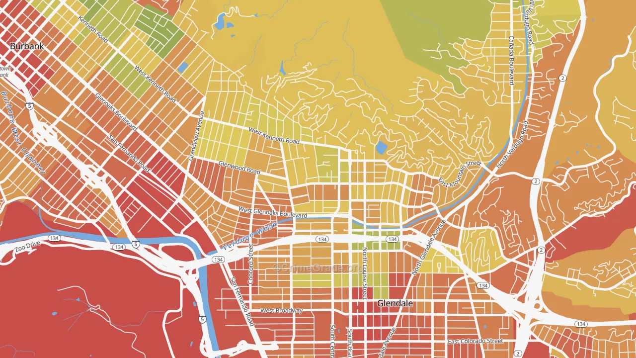 Verdugo Viejo, Glendale, CA Map of Drug-Related Crime Rates