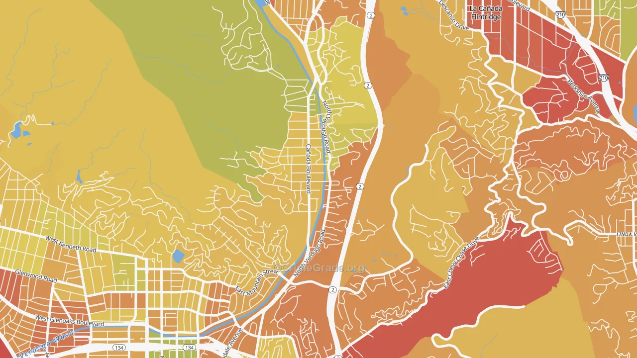 Verdugo Woodlands, Glendale, CA Map of Drug-Related Crime Rates