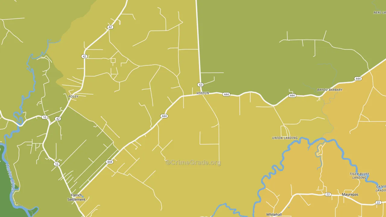 Verdun, LA Map of Drug-Related Crime Rates