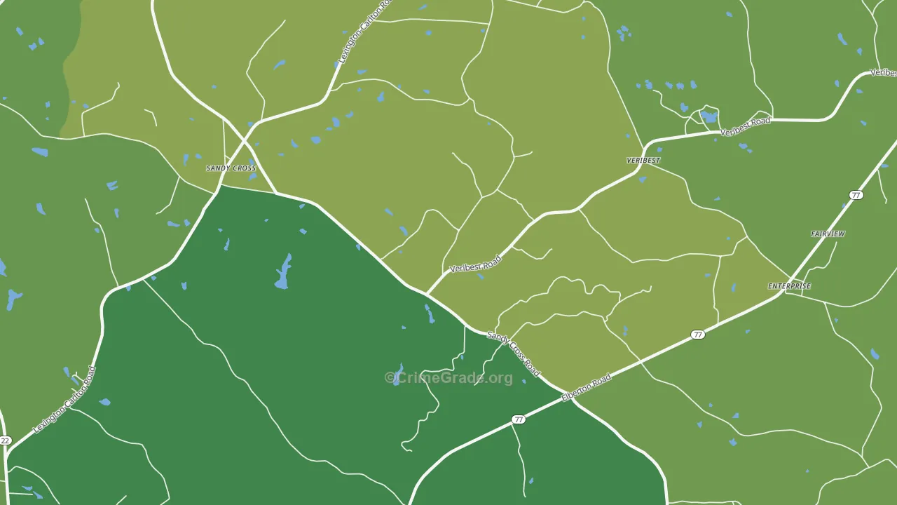 Veribest, GA Map of Drug-Related Crime Rates