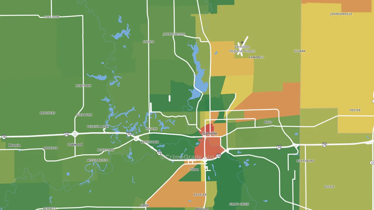 Vermilion County, IL Map of Drug-Related Crime Rates