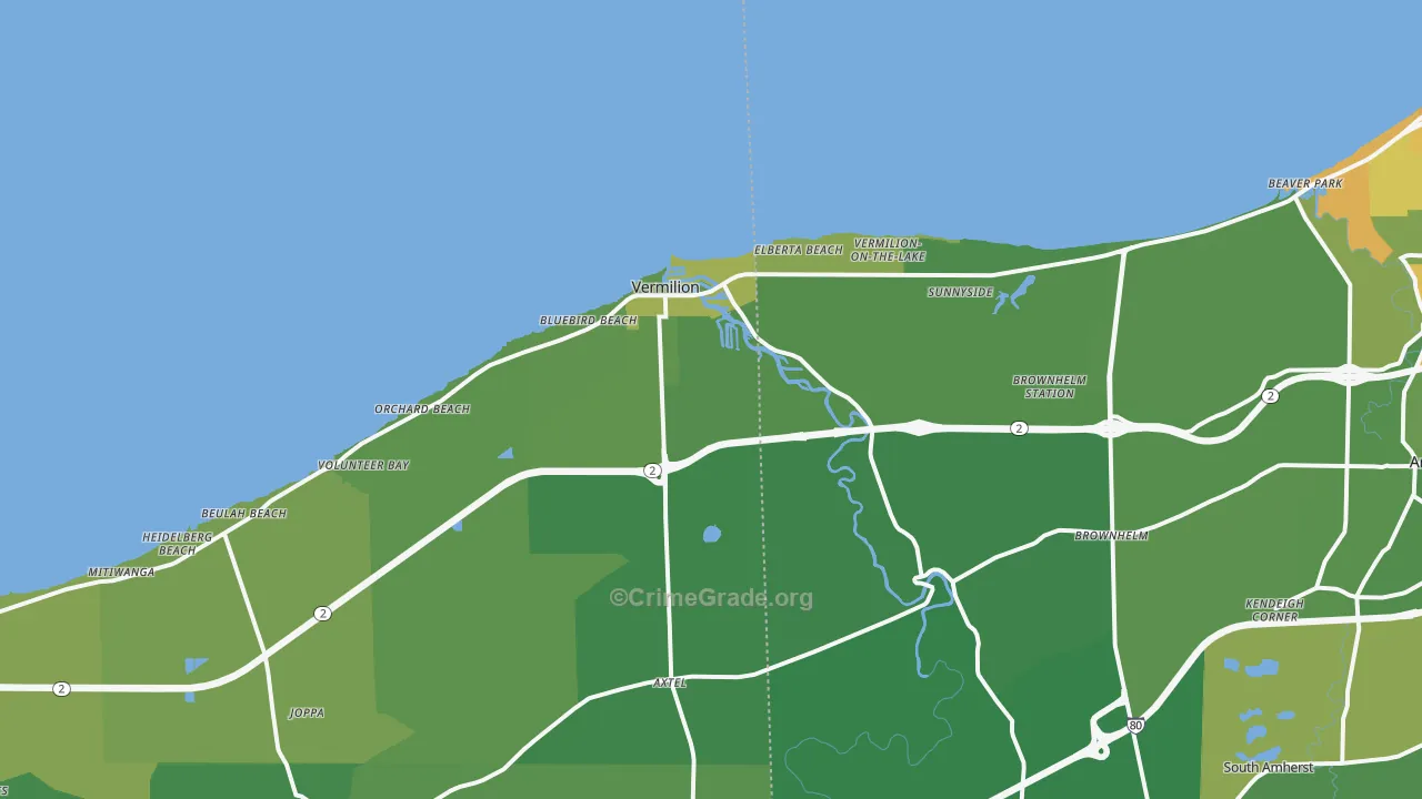 Vermilion, OH Map of Drug-Related Crime Rates