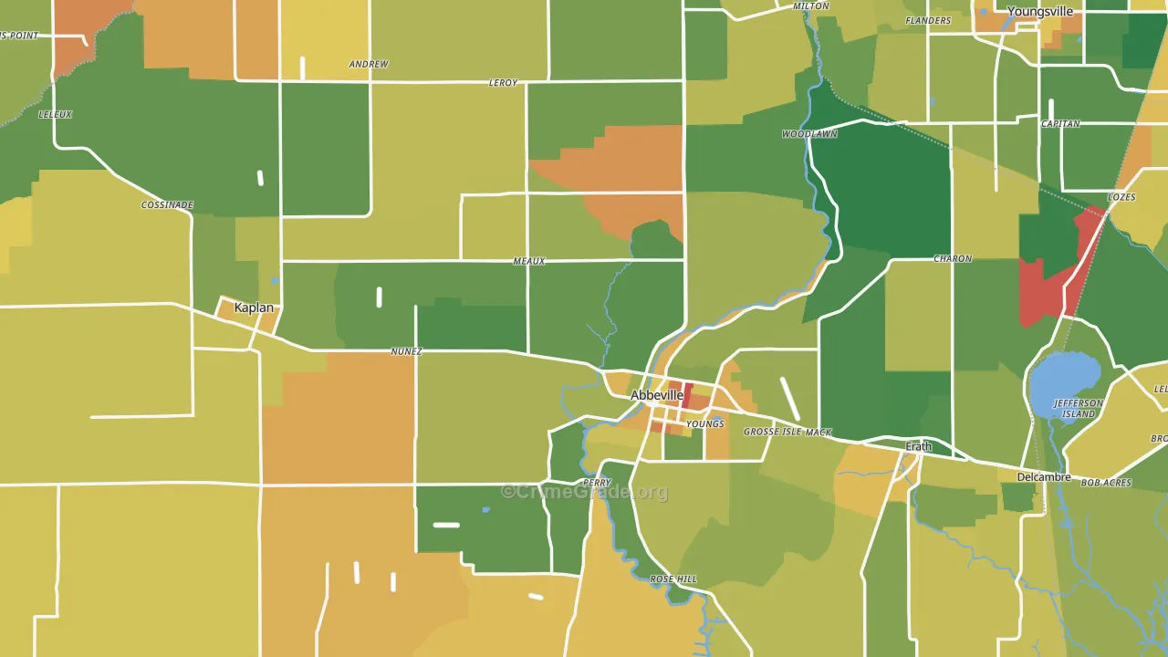 Vermilion Parish, LA Map of Drug-Related Crime Rates