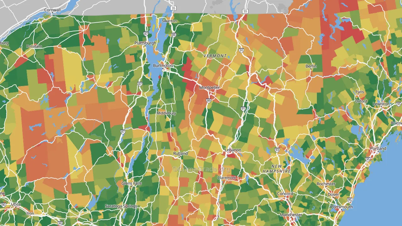 Vermont Map of Drug-Related Crime Rates