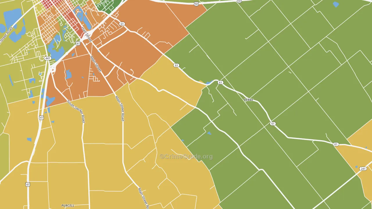 Verne, IN Map of Drug-Related Crime Rates