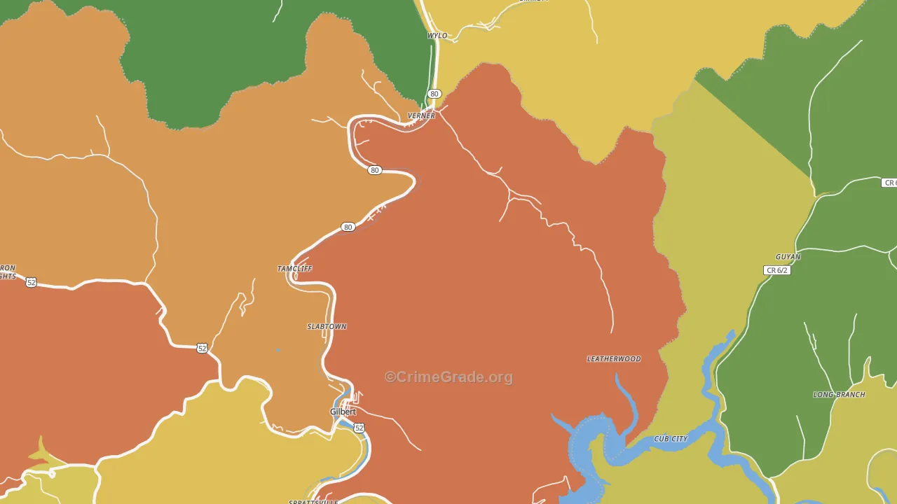 Verner, WV Map of Drug-Related Crime Rates