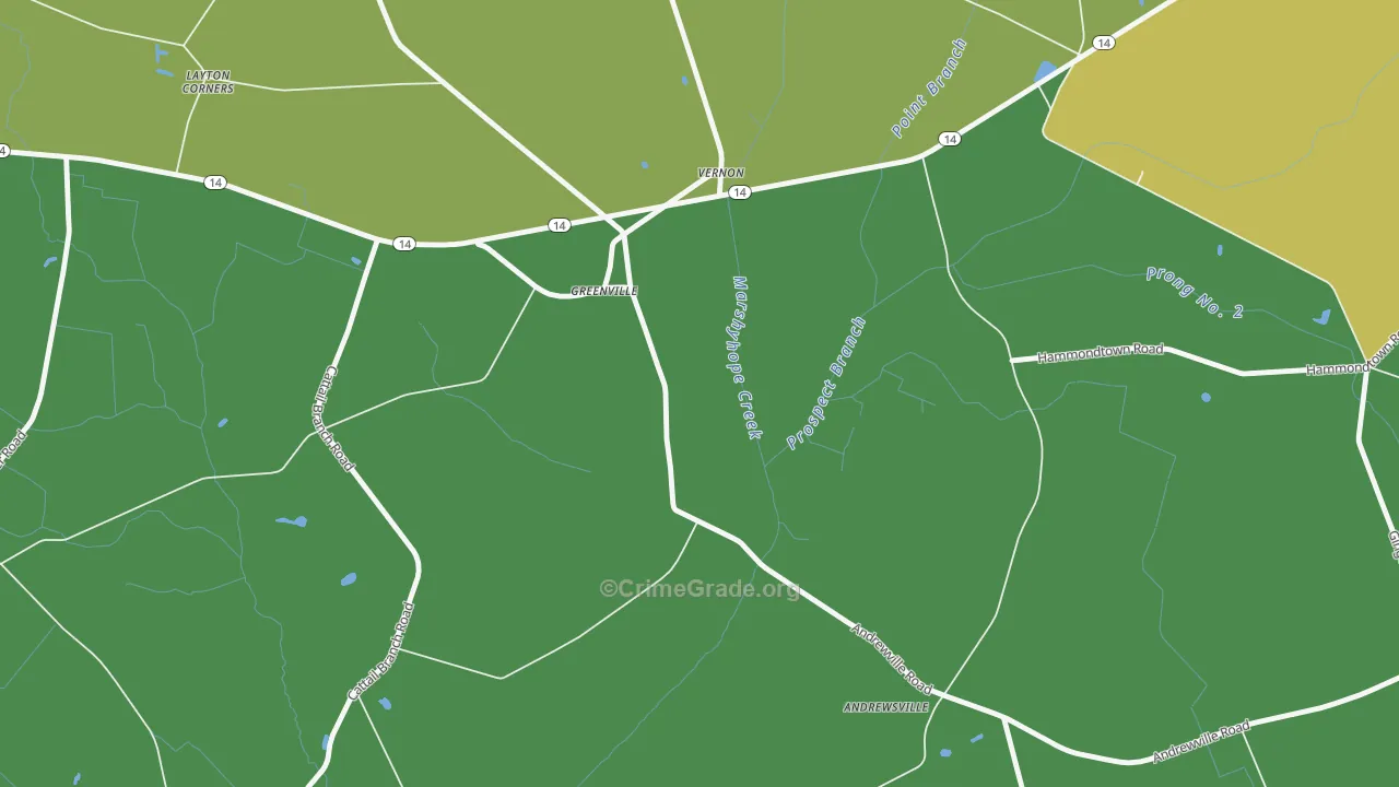 Vernon, DE Map of Drug-Related Crime Rates