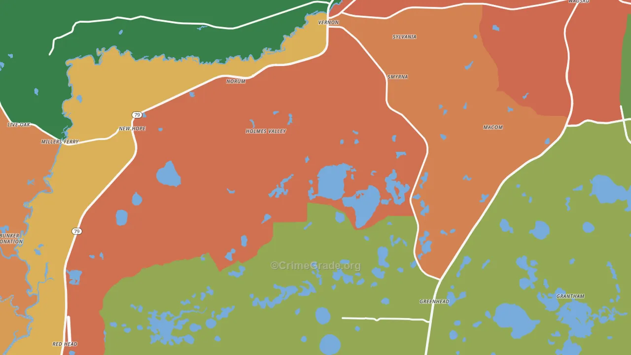 Vernon, FL Map of Drug-Related Crime Rates