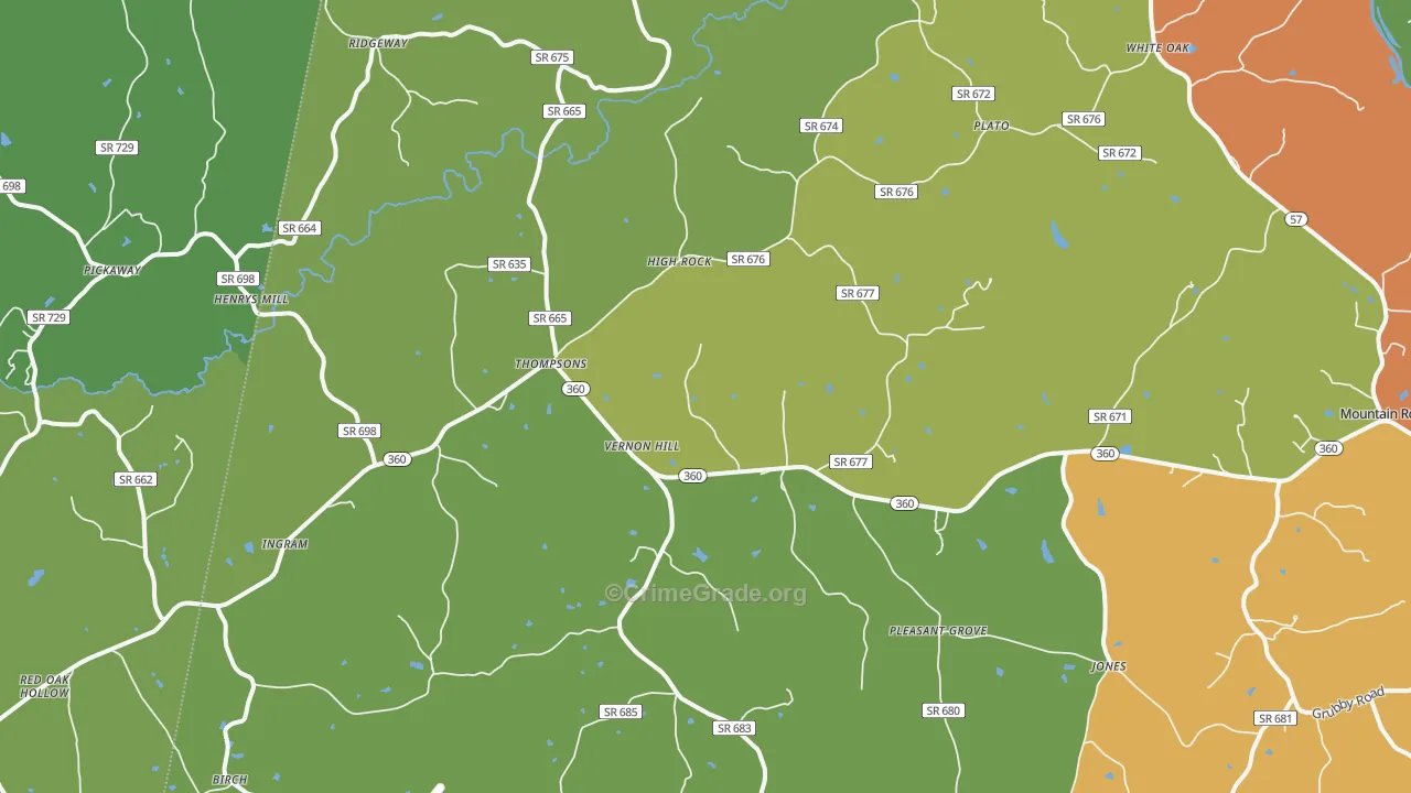 Vernon Hill, VA Map of Drug-Related Crime Rates