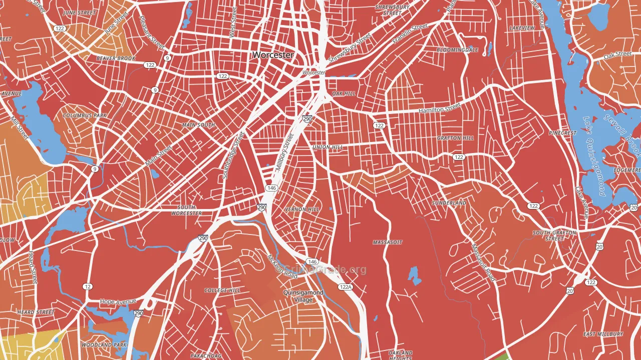 Vernon Hill, Worcester, MA Map of Drug-Related Crime Rates