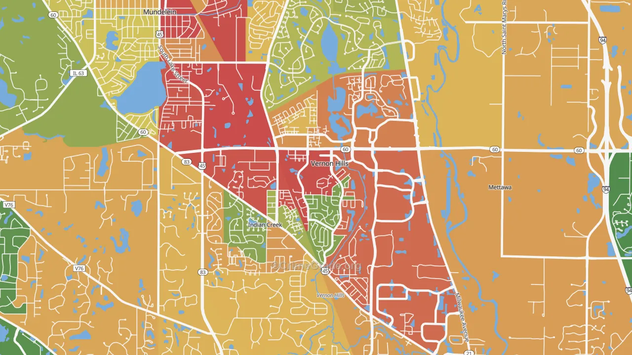 Vernon Hills, IL Map of Drug-Related Crime Rates