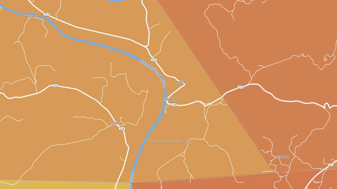 Vernon, KY Map of Drug-Related Crime Rates