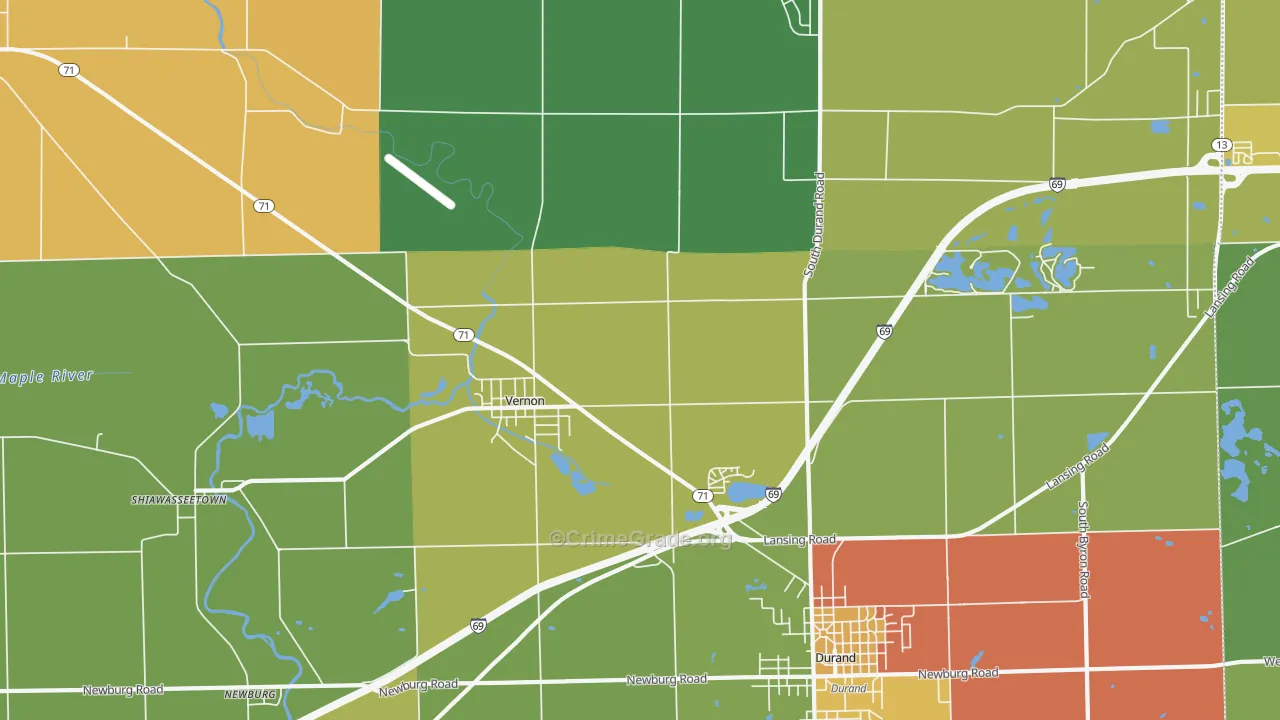 Vernon, MI Map of Drug-Related Crime Rates