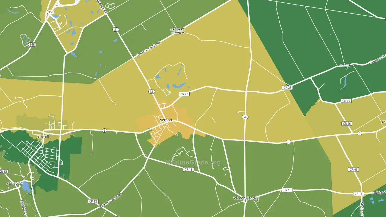 Vernon, NY Map of Drug-Related Crime Rates