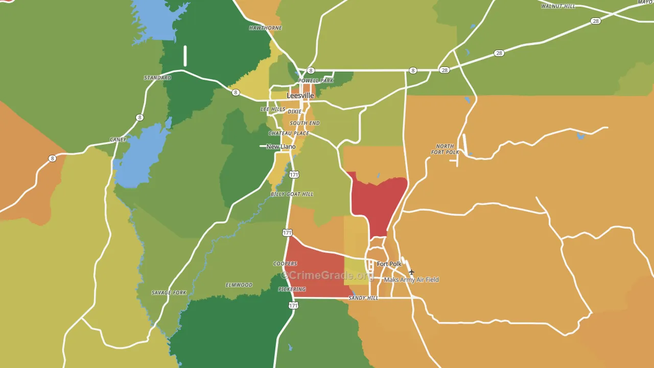 Vernon Parish, LA Map of Drug-Related Crime Rates