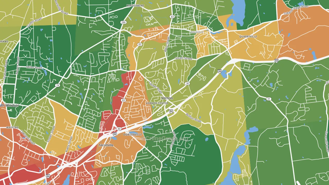Vernon-Rockville, CT Map of Drug-Related Crime Rates