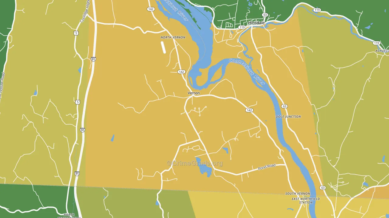 Vernon, VT Map of Drug-Related Crime Rates